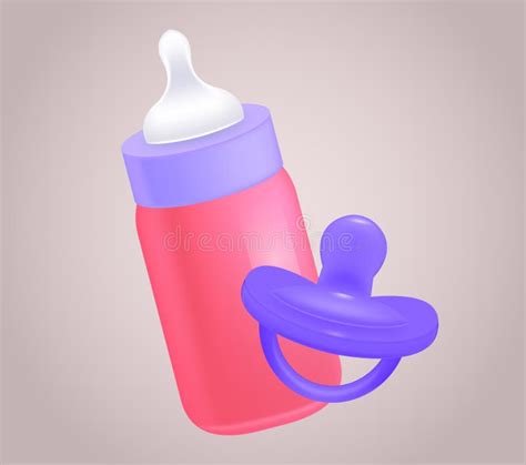 Illustratie van een schone babyfles en speen