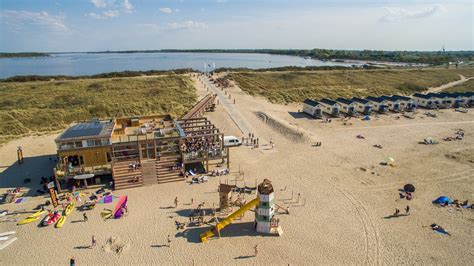 Vrolijke gezinnen genieten van kitebuggyen op het strand van Vrouwenpolder