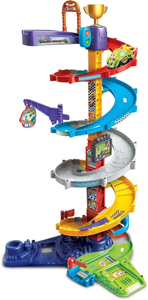 Een VTech Toet Toet Auto's speelset, zoals een garage of racebaan, die de interactieve speelmogelijkheden illustreert.