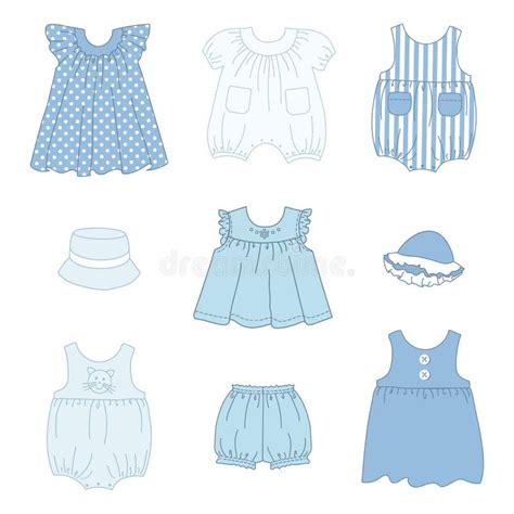 Illustratie van babykleding in frisse lentekleuren met bloemenprints.