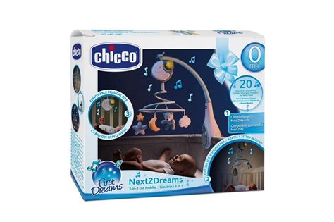 Afbeelding van de Chicco Next2Dreams Muziekmobiel Blue in een babybedje.