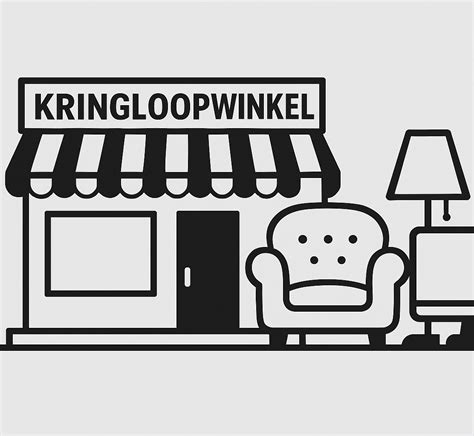 Interieurfoto van een grote, georganiseerde kringloopwinkel met veel verschillende secties.