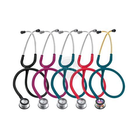 Vergelijking van verschillende Littmann stethoscoopmodellen in diverse kleuren.