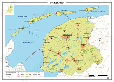 Kaart van Friesland met locaties van GGD-vestigingen