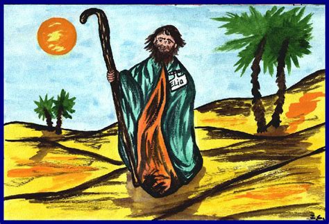 Illustratie van de profeet Elia die de profeten van Baäl uitdaagt op de berg Karmel