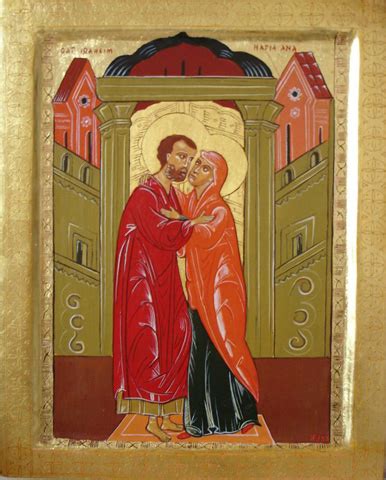 Fresco van de ontmoeting tussen Joachim en Anna bij de Gouden Poort.
