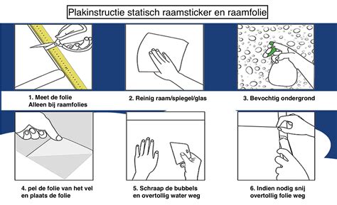 Infographic met stap-voor-stap uitleg voor het aanbrengen van een raamsticker