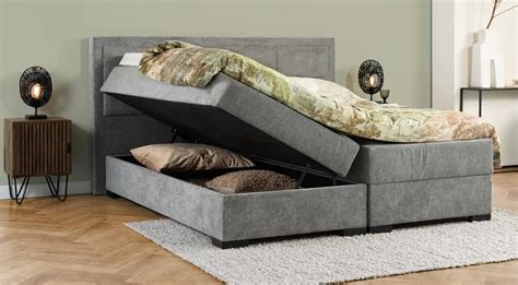 Overzichtskaart met de verschillende beschikbare maten voor boxsprings met opbergruimte.