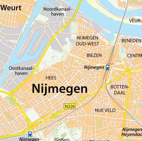 Kaart van Nijmegen met de locaties van de luiercontainers aangegeven.