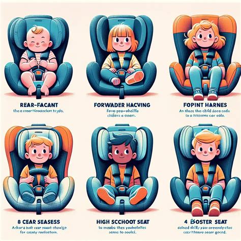 Illustratie die de veiligste plek voor een autostoeltje in de auto aangeeft