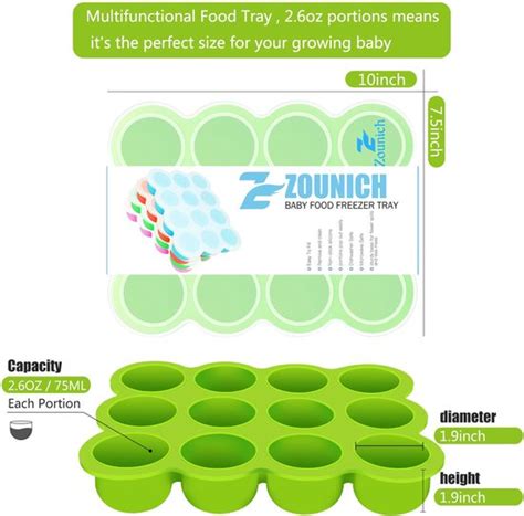 Infographic over het invriezen van babyvoeding in ijsblokjesvormen en grotere bakjes.