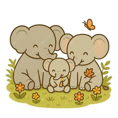 illustratie van een olifantenfamilie met Kai-Mook, May Tagu en Phyo Phyo