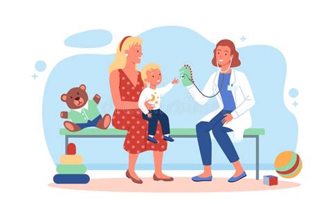 Illustratie van een kinderarts die een hartonderzoek uitvoert