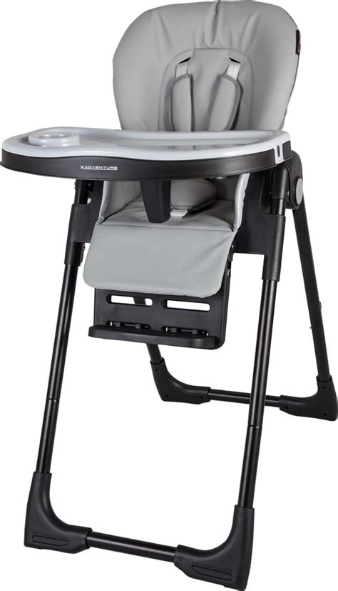 Illustratie van de X Adventure Kinderstoel Nappa met een kindje zittend aan tafel, met focus op de verstelbare posities.