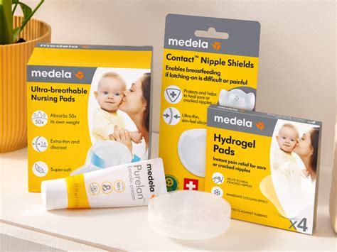 Infographic met de maten van de Medela borstschilden en hoe deze op de tepel moeten passen.