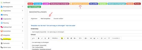 Screenshot van een ouderportaal met een dagboek-interface