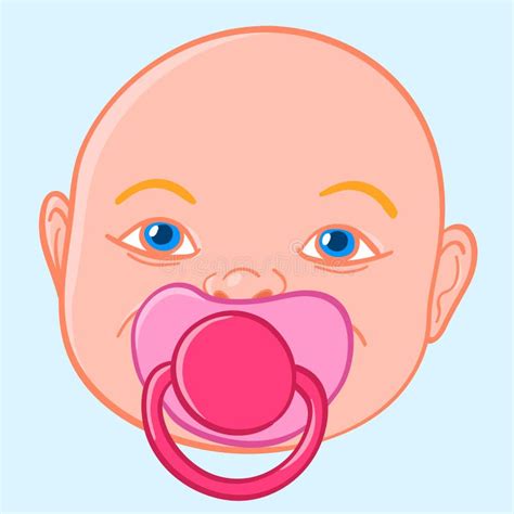 Illustratie van een baby die op een fopspeen zuigt.