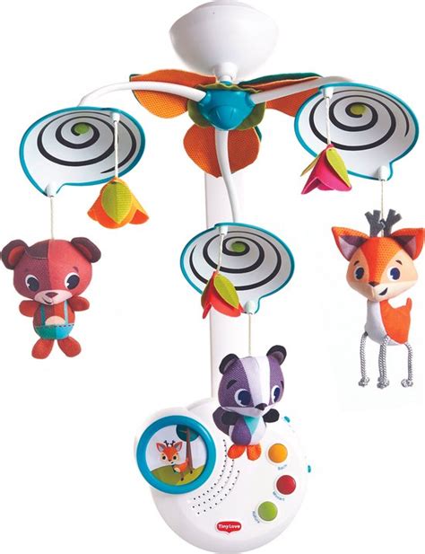 Detailfoto van de projectorfunctie van de Tiny Love muziekmobiel.