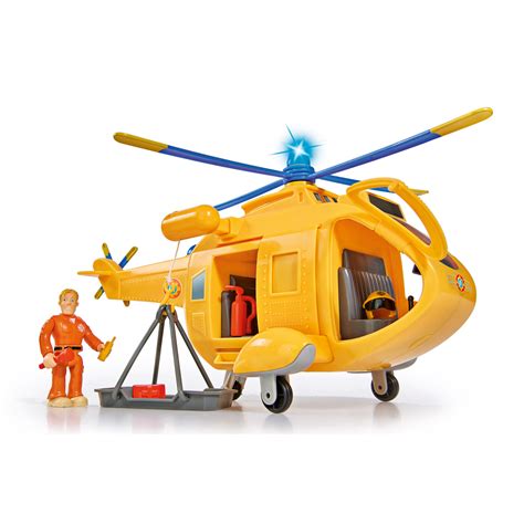 Brandweerman Sam Wallaby One helikopter in de lucht tijdens een reddingsoperatie