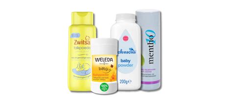 Illustratie van het aanbrengen van talkpoeder bij een baby