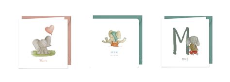 Illustratie van diverse retro en vintage geboortekaartjes met dieren en nostalgische prints.