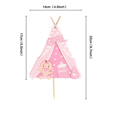 Voorbeelden van verschillende baby cake toppers, waaronder een baby meisje topper met strik en een baby eend topper.