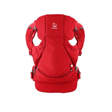 Illustratie van de Stokke MyCarrier 3-in-1 draagzak in gebruik, met een kind op de buik en op de rug.