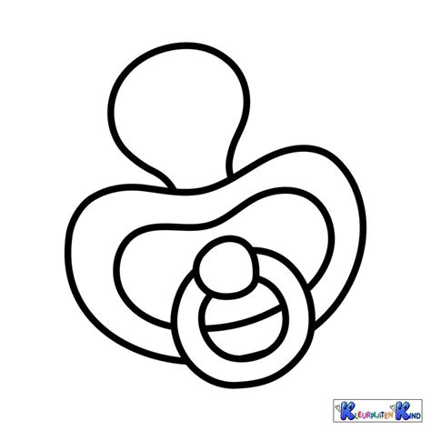 Illustratie van een baby die een speen vasthoudt met een speenkoord.