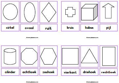 Voorbeeld van diverse contrastkaarten met geometrische vormen en zwart-wit patronen.