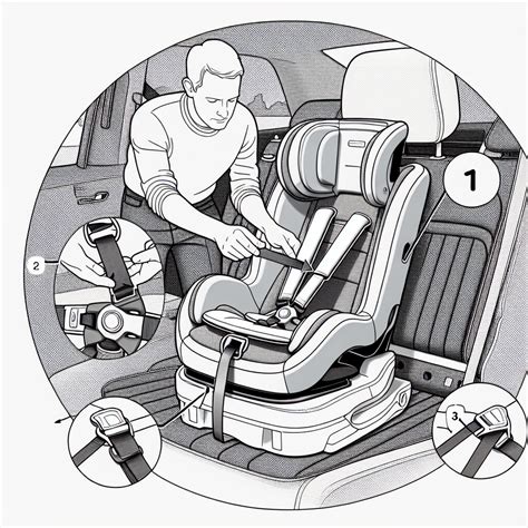 Illustratie die toont hoe de gordels van een autostoeltje door de speciale openingen aan de achterkant van de voetenzak worden gehaald.