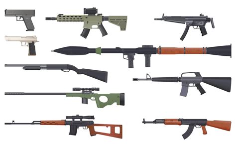 Diversiteit aan speelgoed pistolen en geweren in verschillende stijlen