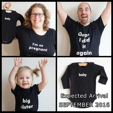 Een filmpje met een koppel dat een T-shirt met zwangerschapsaankondiging draagt