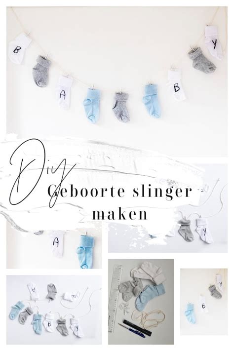 Geboorte slinger gemaakt van babysokjes en wasknijpers