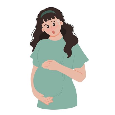 Een vrouw die haar buik vasthoudt, met een illustratie van de baarmoeder die de ribbenkast raakt.