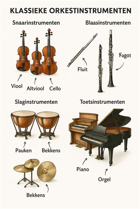 Illustratie van een concertpodium met klassieke en moderne instrumenten