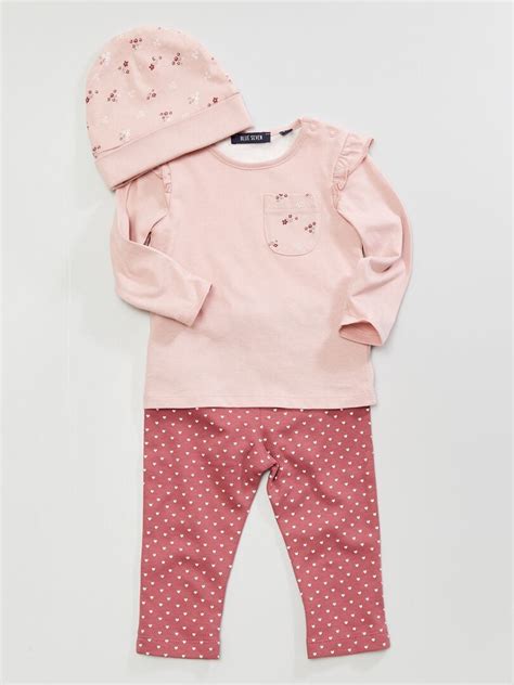 Meisjes baby setje in roze met bloemenprint
