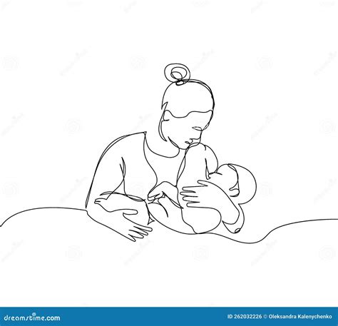 illustratie van een slapende moeder met baby