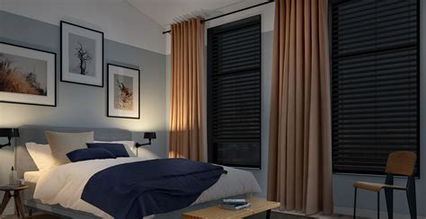 slaapkamer met verduisterende gordijnen en een co-sleeper