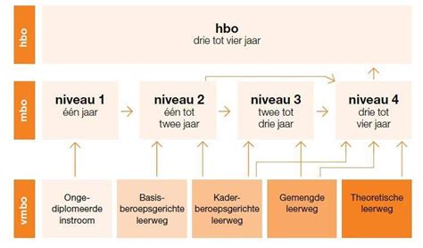 Schema van de opbouw van de opleiding Verloskunde over vier jaar, met de nadruk op stages en praktijkervaring.
