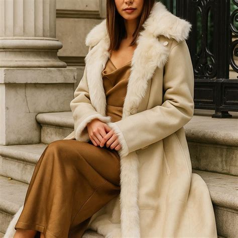 Shearling bontjas met zowel lederen als harige zijde zichtbaar