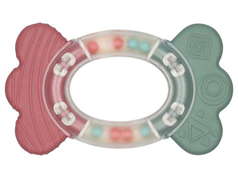 Collage van verschillende babyproducten: een kijkboekje, rammelaar, bijtring en een nachtlampje.
