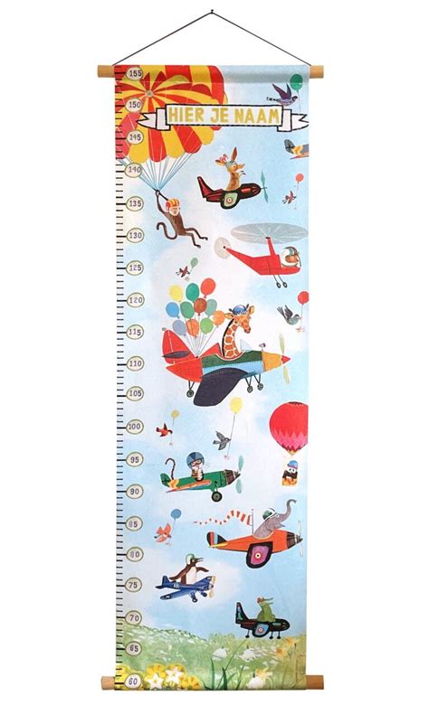 Illustratie van een vrolijke, kleurrijke groeimeter met naam