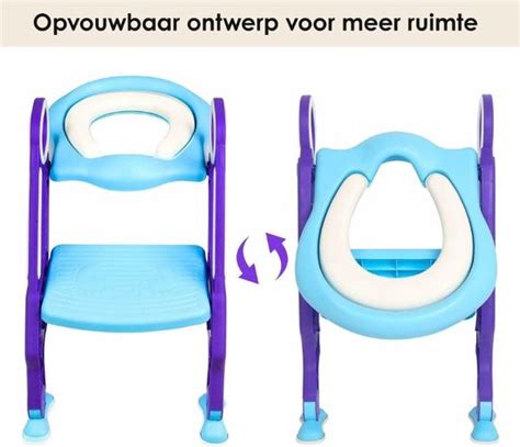 Afbeelding van een kind dat een toiletverkleiner met trapje gebruikt.