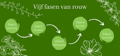Een afbeelding die de verschillende fasen van rouw symboliseert, bijvoorbeeld een cirkel met daarin golven die emoties voorstellen.