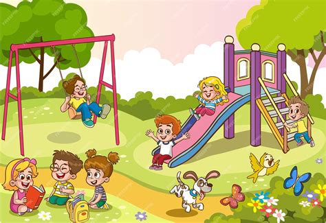Illustratie van een gezellig, huiselijk ingericht kinderdagverblijf met spelende kinderen.
