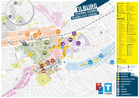 Plattegrond van Tilburg met de locaties van de consultatiebureaus