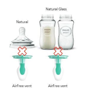 Schema dat de compatibiliteit van de Philips Avent bewaarbekers met verschillende borstkolven en spenen toont.