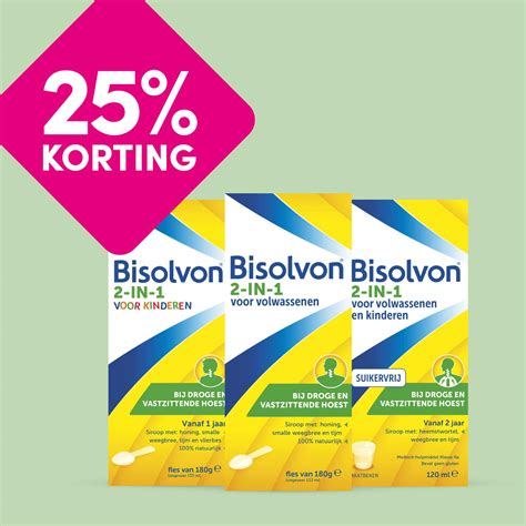 Infographic met de verschillende Bisolvon producten voor diverse leeftijdsgroepen en hoesttypen