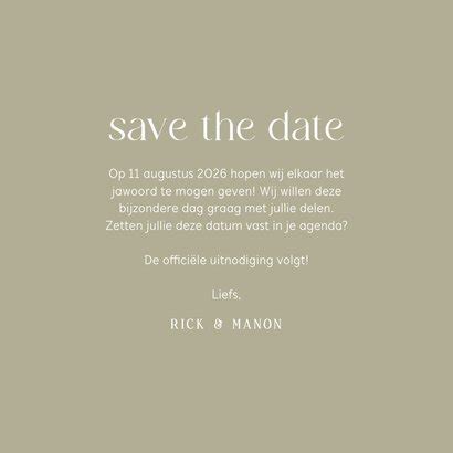 Voorbeeld van een 'Save the Date' kaart