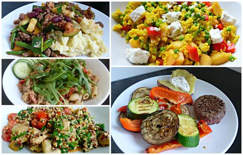 Collage van afbeeldingen van gezonde, lichte maaltijden die passen binnen het BioHCG dieet.